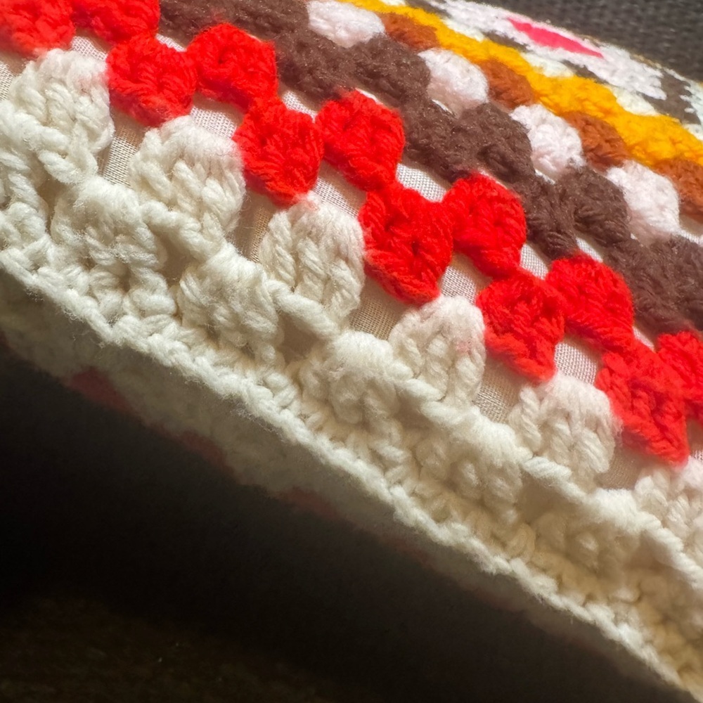 Colorful Crochet Throw Pillow - Picture 3 of 4